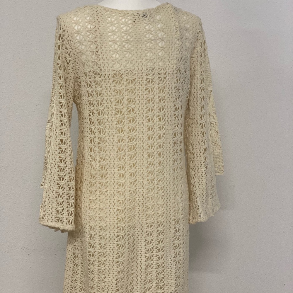 Knit crochet cream dress